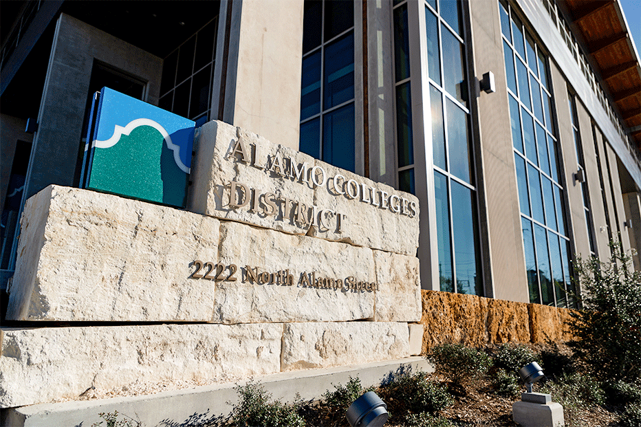 Alamo Colleges District sign at the District Support Operations Building