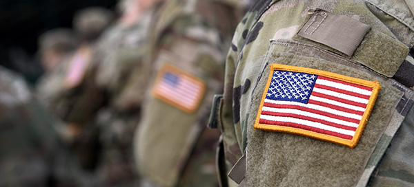 US Flag patch on camo uniform